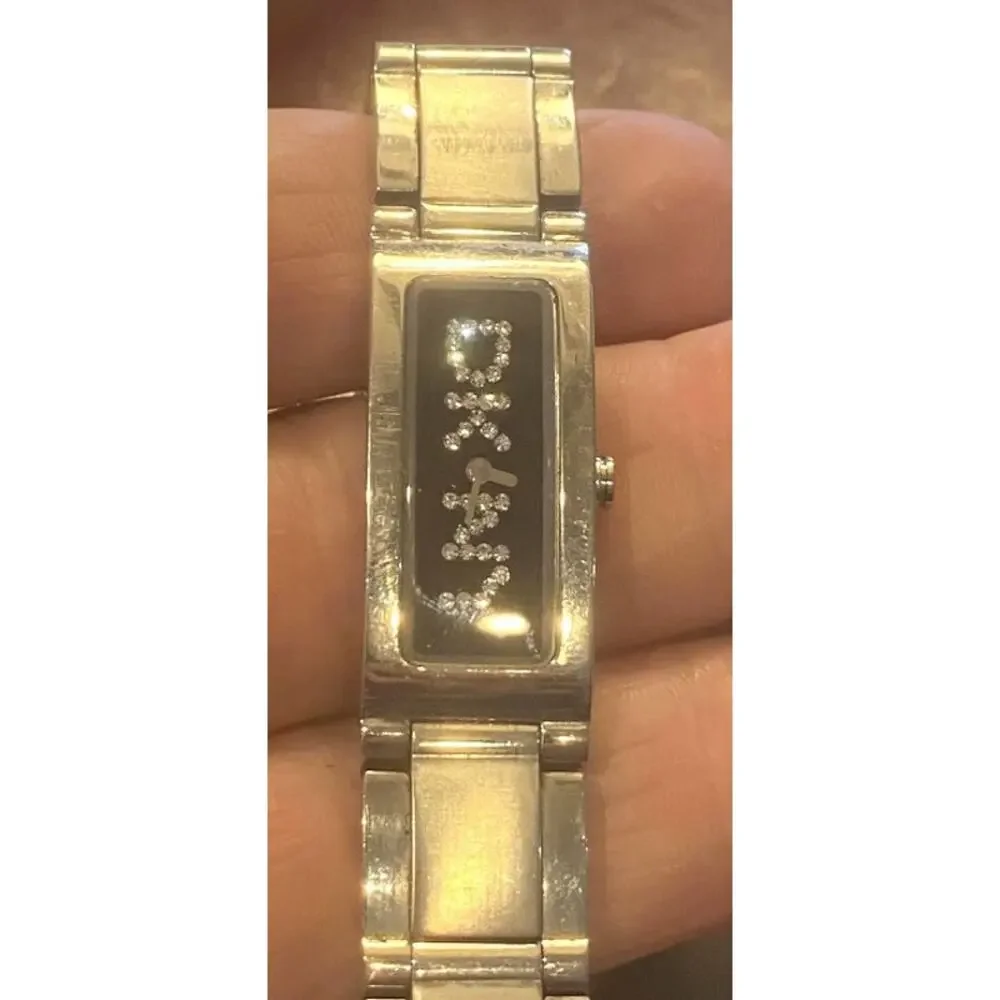 Women's 15mm Silver Tone DKNY Watch, Crystal Accented Face, NY-3408, WR 30M